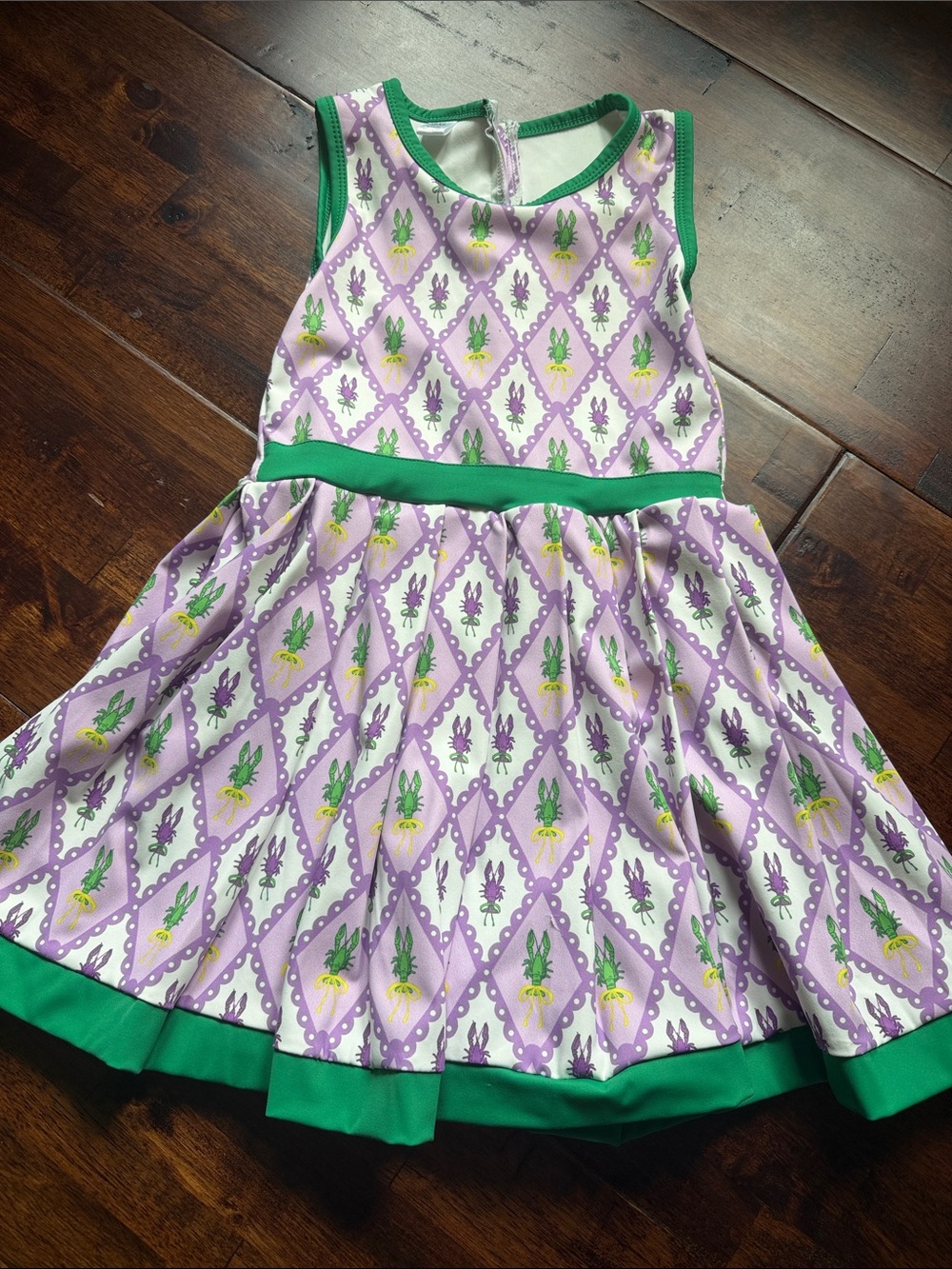 Girls' Lavender & Green Patterned Fit-and-Flare Dress